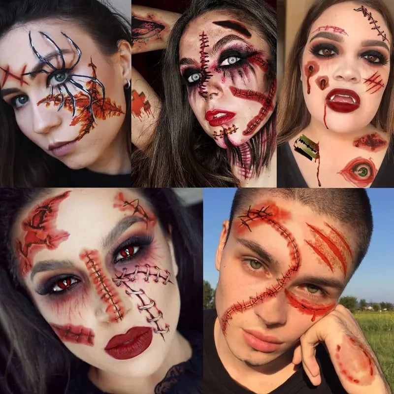 Halloween Prank Makeup Temporary Tattoo😈Realistic & Easy To Remove