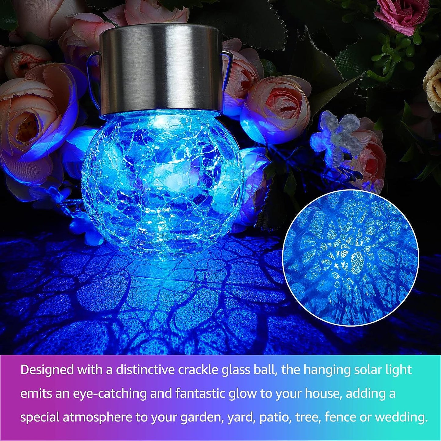 Solar Mosaic Crackle Globes LED Garden Lights