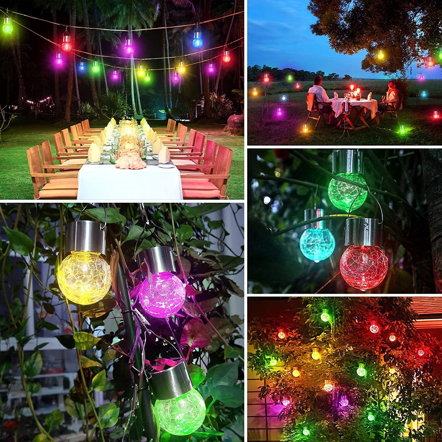 Solar Mosaic Crackle Globes LED Garden Lights