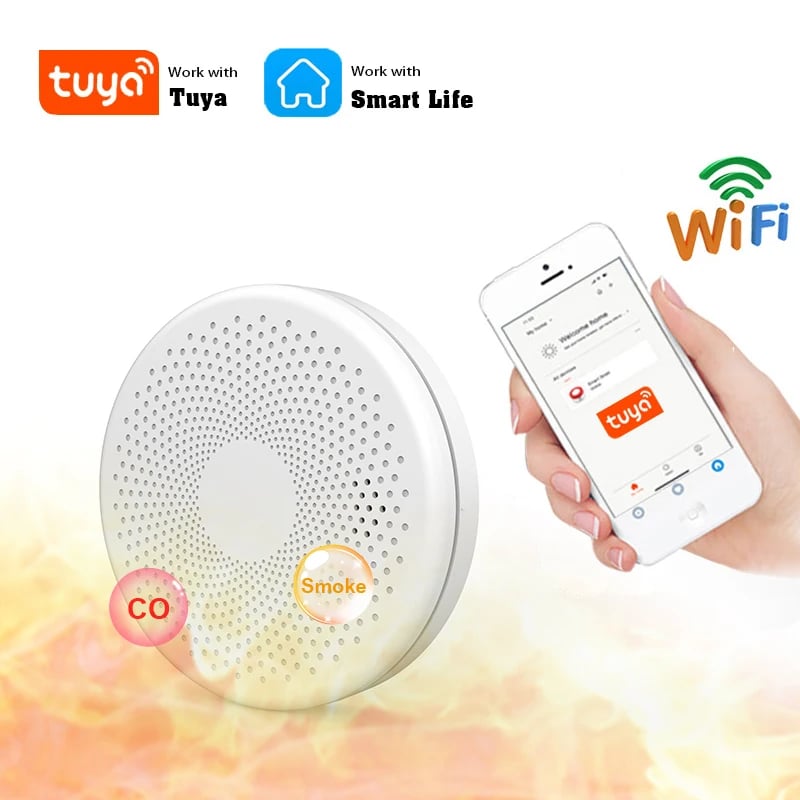 2 in 1 Version WiFi Tuya Smart Co & Smoke Detector