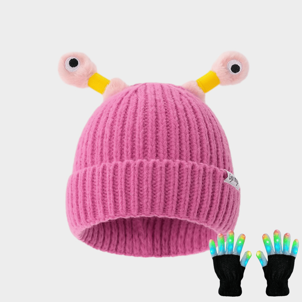 🔥Winter Parent-Child Cute Glowing Little Monster Knit Hat