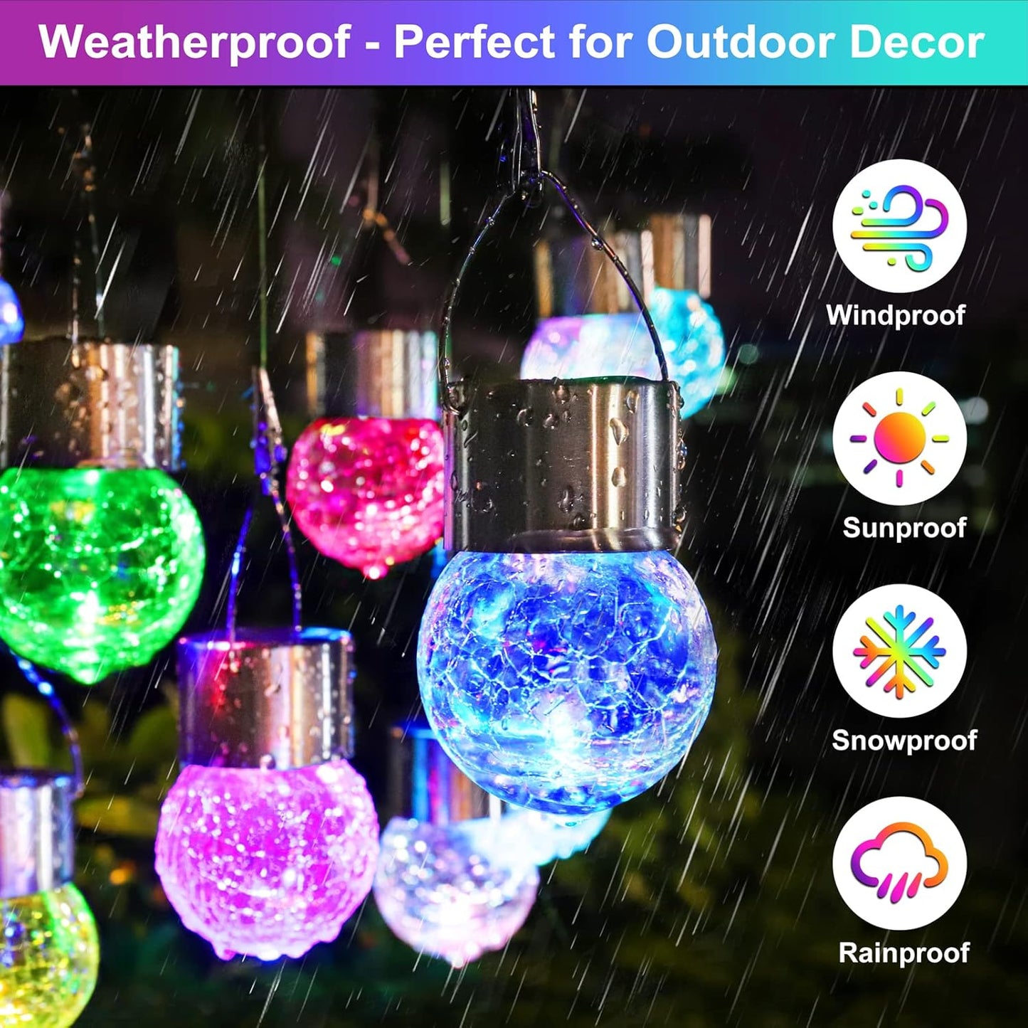 Solar Mosaic Crackle Globes LED Garden Lights