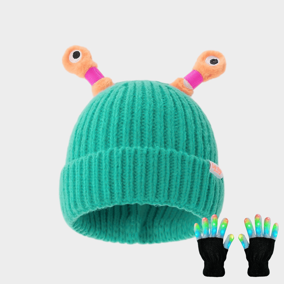 🔥Winter Parent-Child Cute Glowing Little Monster Knit Hat