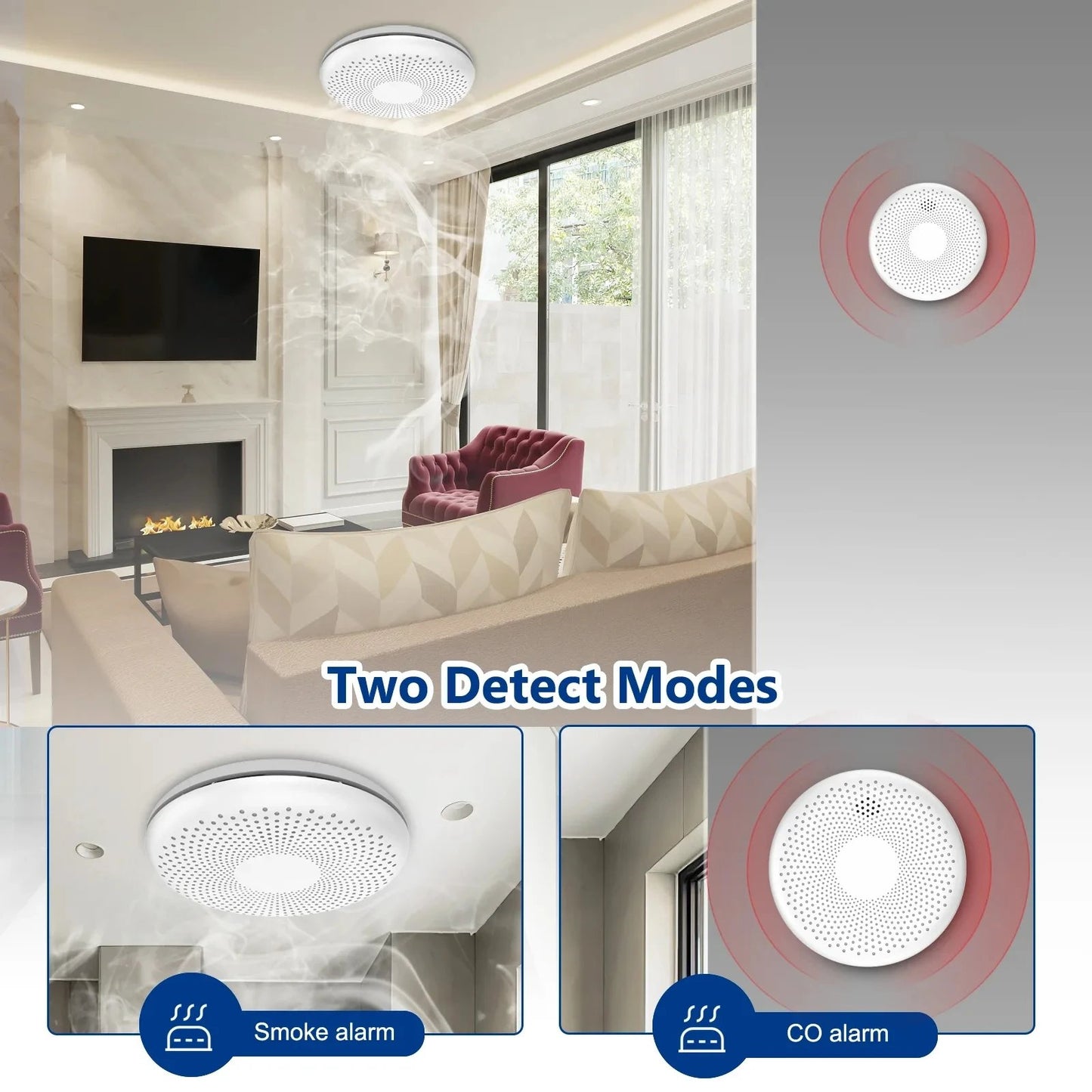 2 in 1 Version WiFi Tuya Smart Co & Smoke Detector