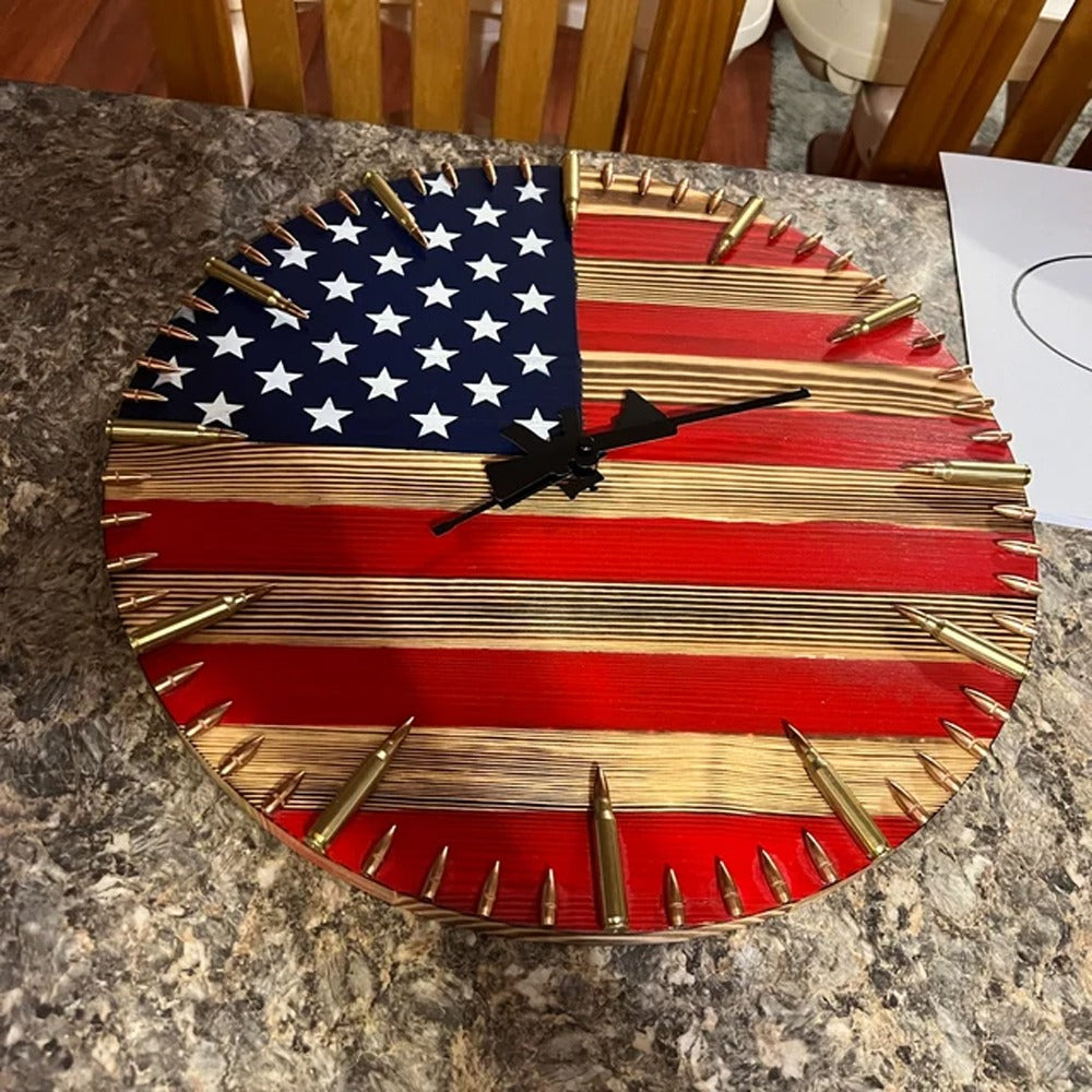 Veteran Family-Handmade Honor US Flag Patriotic Clock-BUY 2 FREE SHIPPING