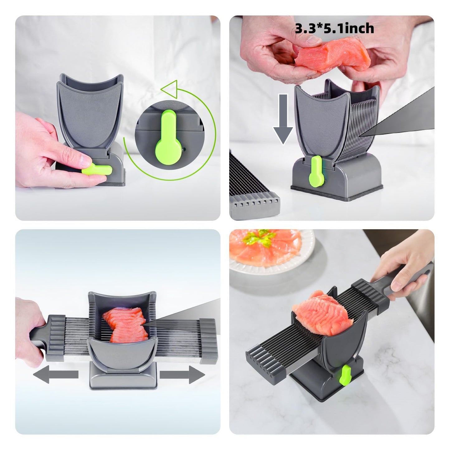 Meat Slicer For Fresh Raw Meat, Adjustable Thickness 2 Or 4 Mm, 17-In-1 Stainless Steel Meat Cleaver Kitchen Knife