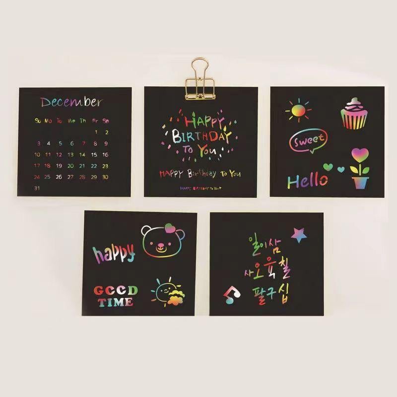 [100 pcs/1 Set]DIY Rainbow Magic Scratch Paper Art Set