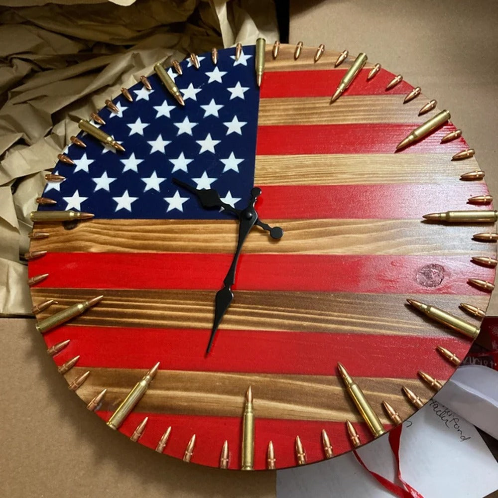 Veteran Family-Handmade Honor US Flag Patriotic Clock-BUY 2 FREE SHIPPING