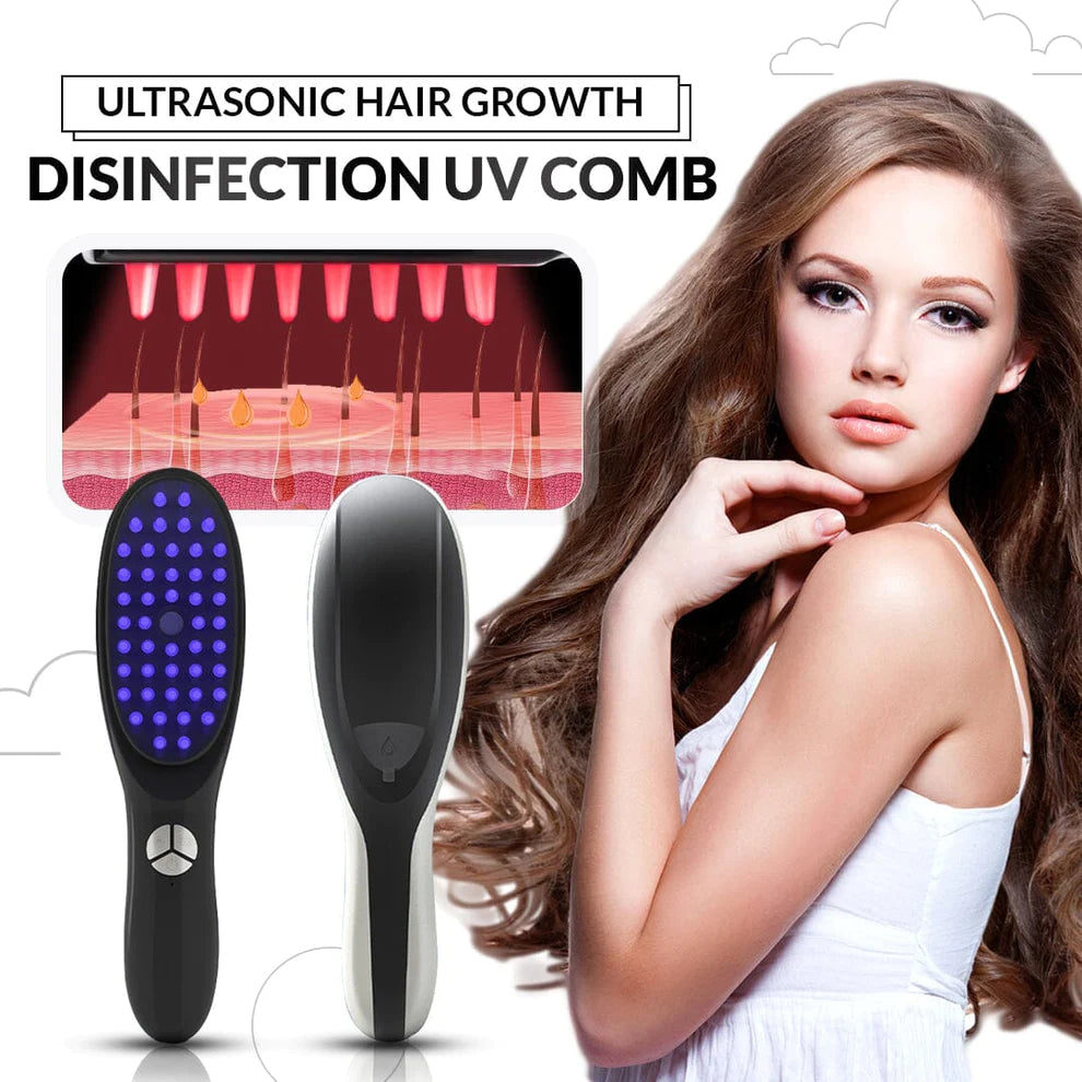 Ultrasonic hair growth disinfection UV comb