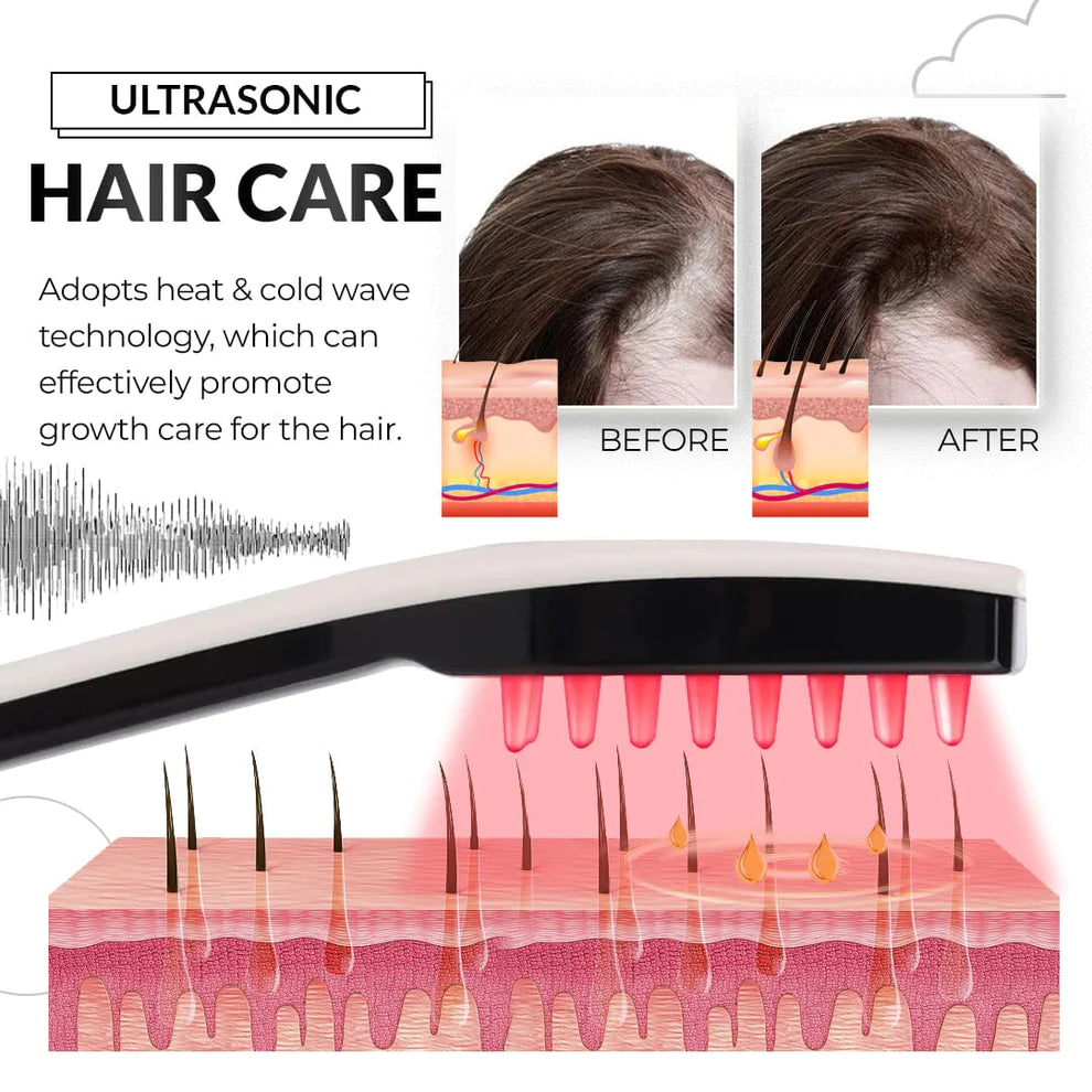 Ultrasonic hair growth disinfection UV comb