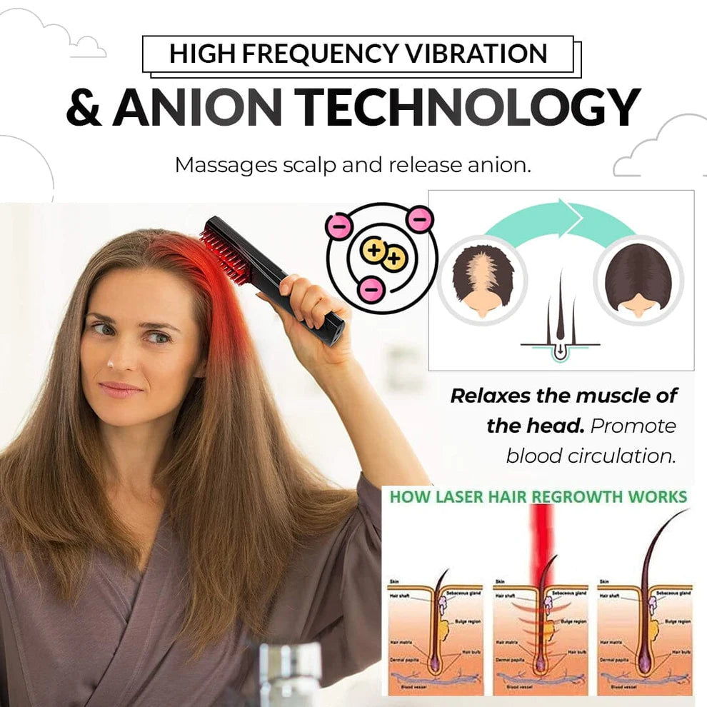 Ultrasonic hair growth disinfection UV comb