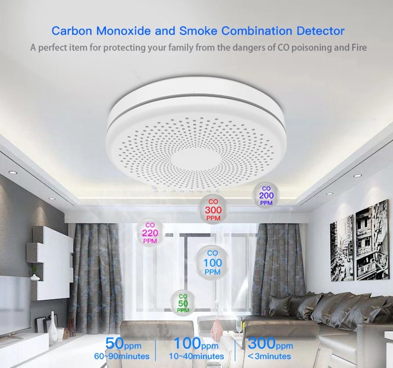 2 in 1 Version WiFi Tuya Smart Co & Smoke Detector