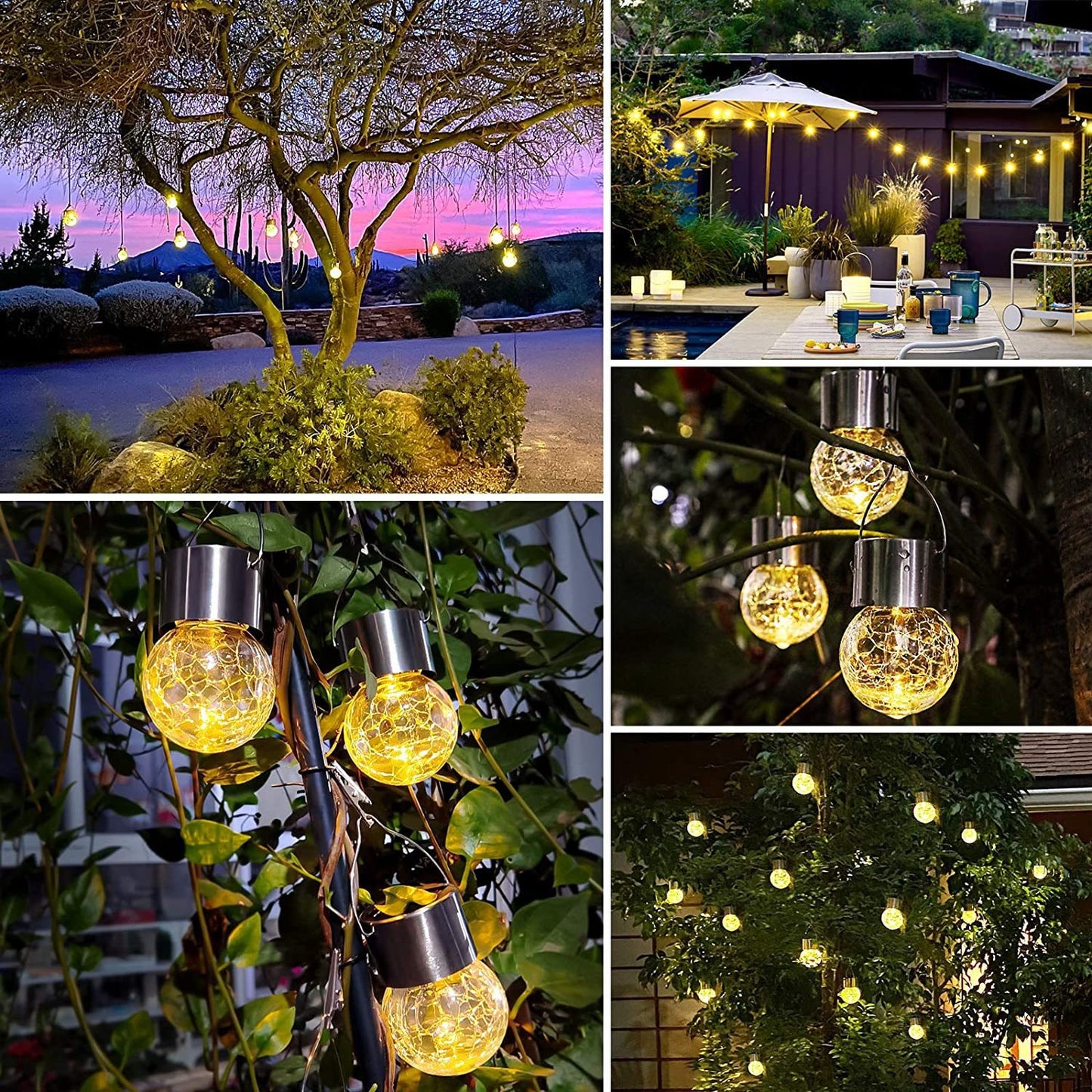 Solar Mosaic Crackle Globes LED Garden Lights