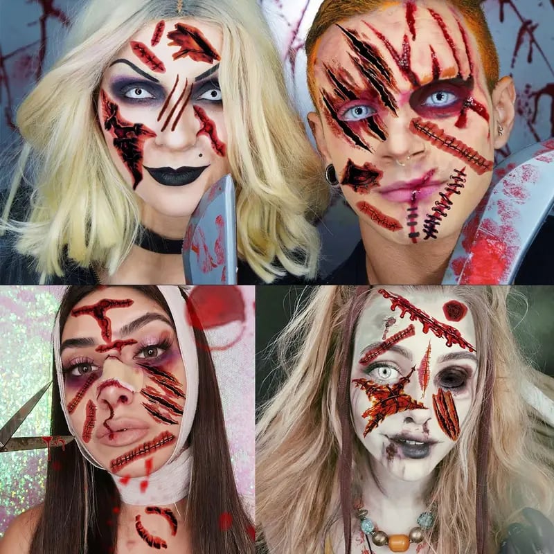 Halloween Prank Makeup Temporary Tattoo😈Realistic & Easy To Remove